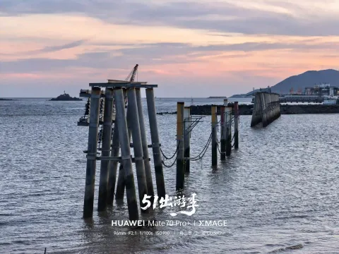 立在海水中的竖桩