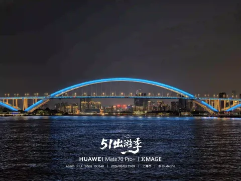 卢浦大桥蓝色灯光