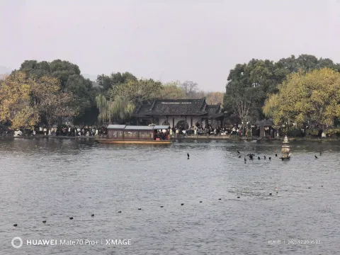 湖岸游船停靠