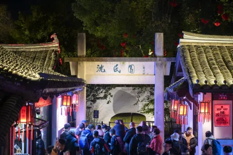 沈园门口等候检票