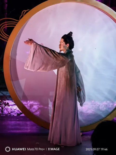 圆月背景文人独舞
