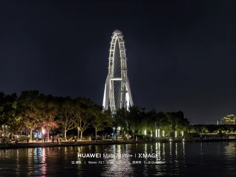 湖岸摩天轮，静静伫立在夜色里