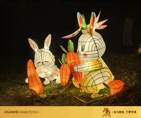 两只萌兔花灯