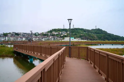 蜿蜒水上木廊道
