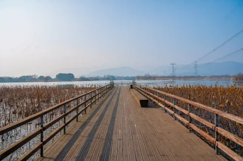 深入湖面的休息平台