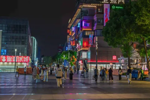 步行街夜色人流