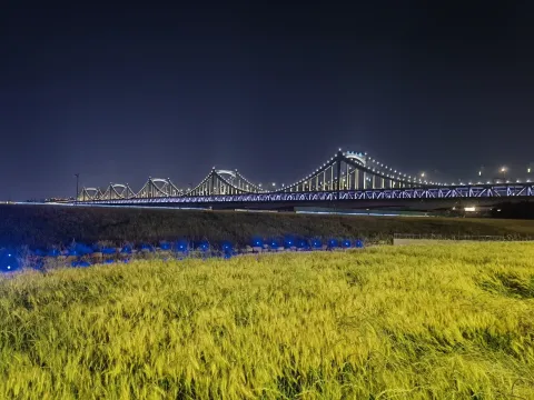 亮灯的彭埠大桥