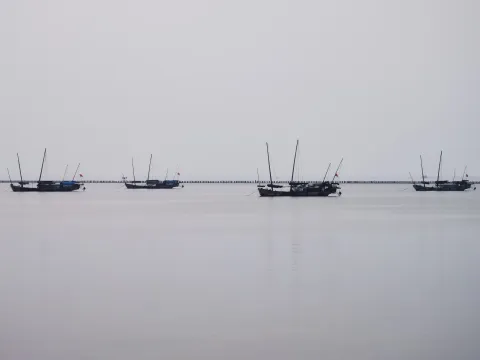 太湖上停泊的渔船